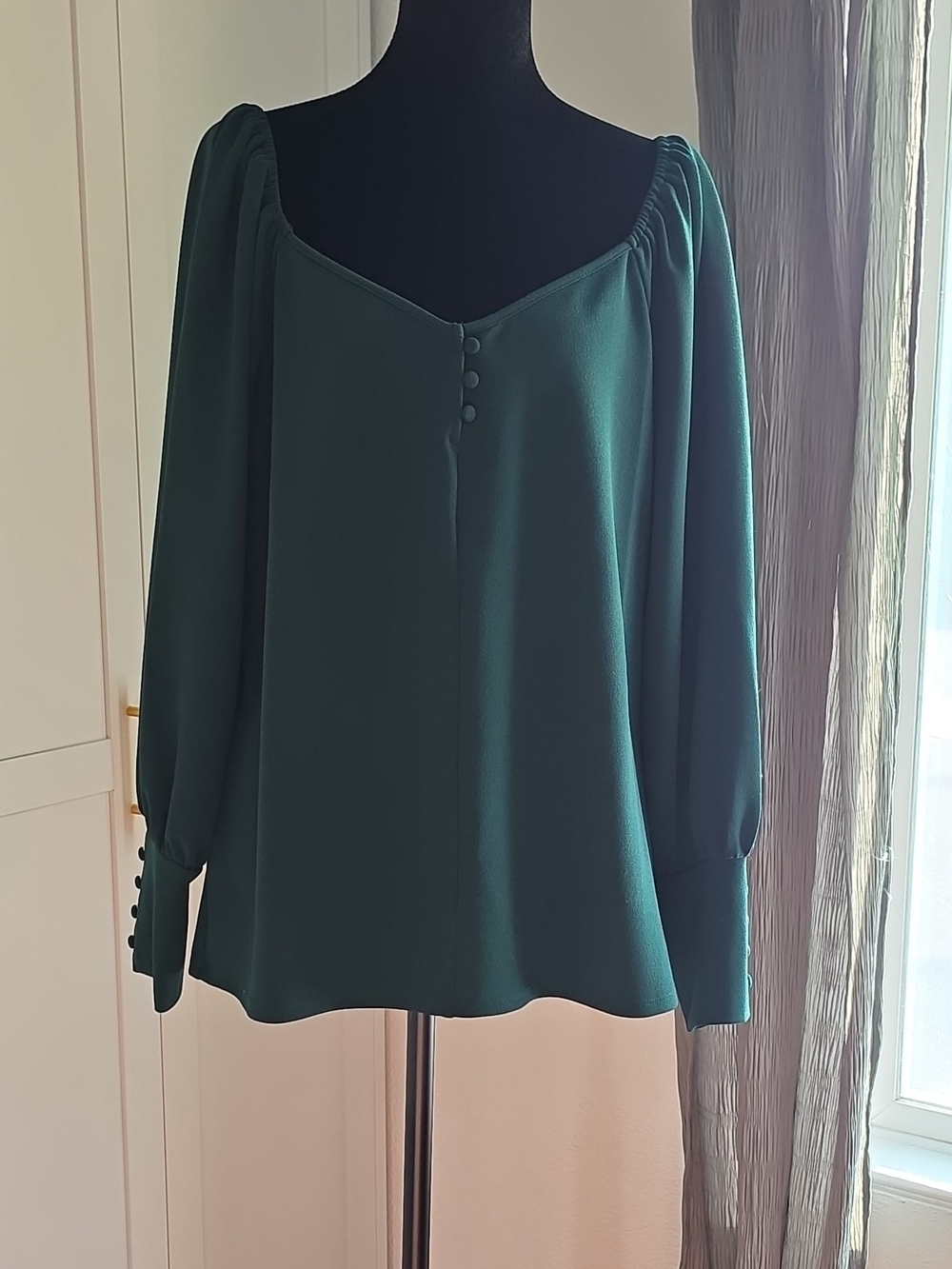 Worthington Emerald Green Long-Sleeve Scoop-Neck Blouse